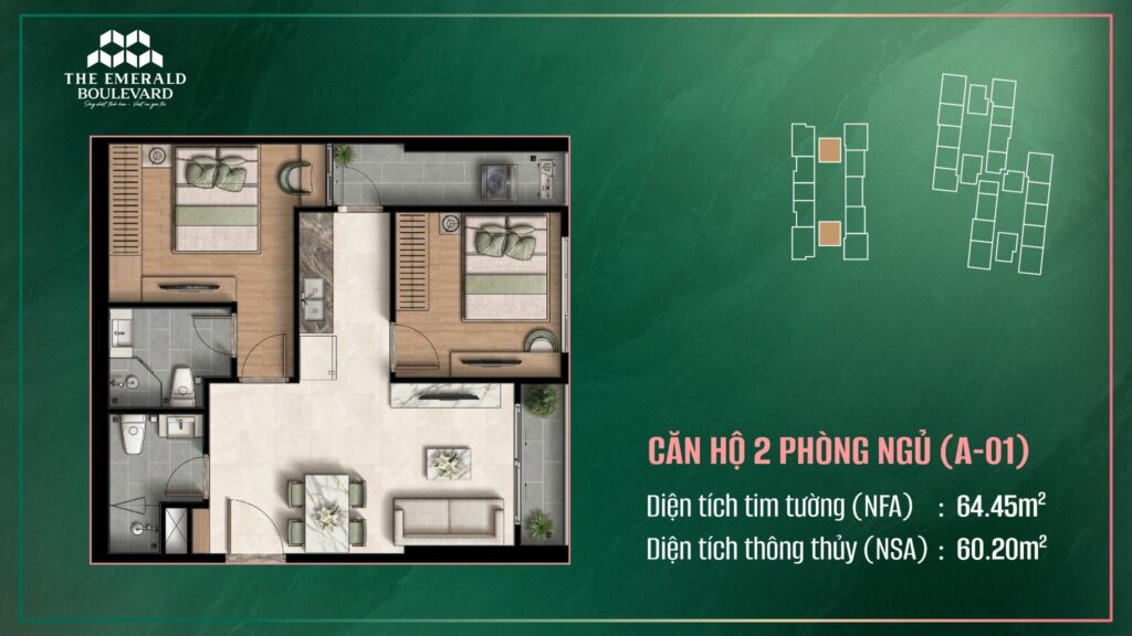 CĂN 2PN EMERALD BOULEVARD